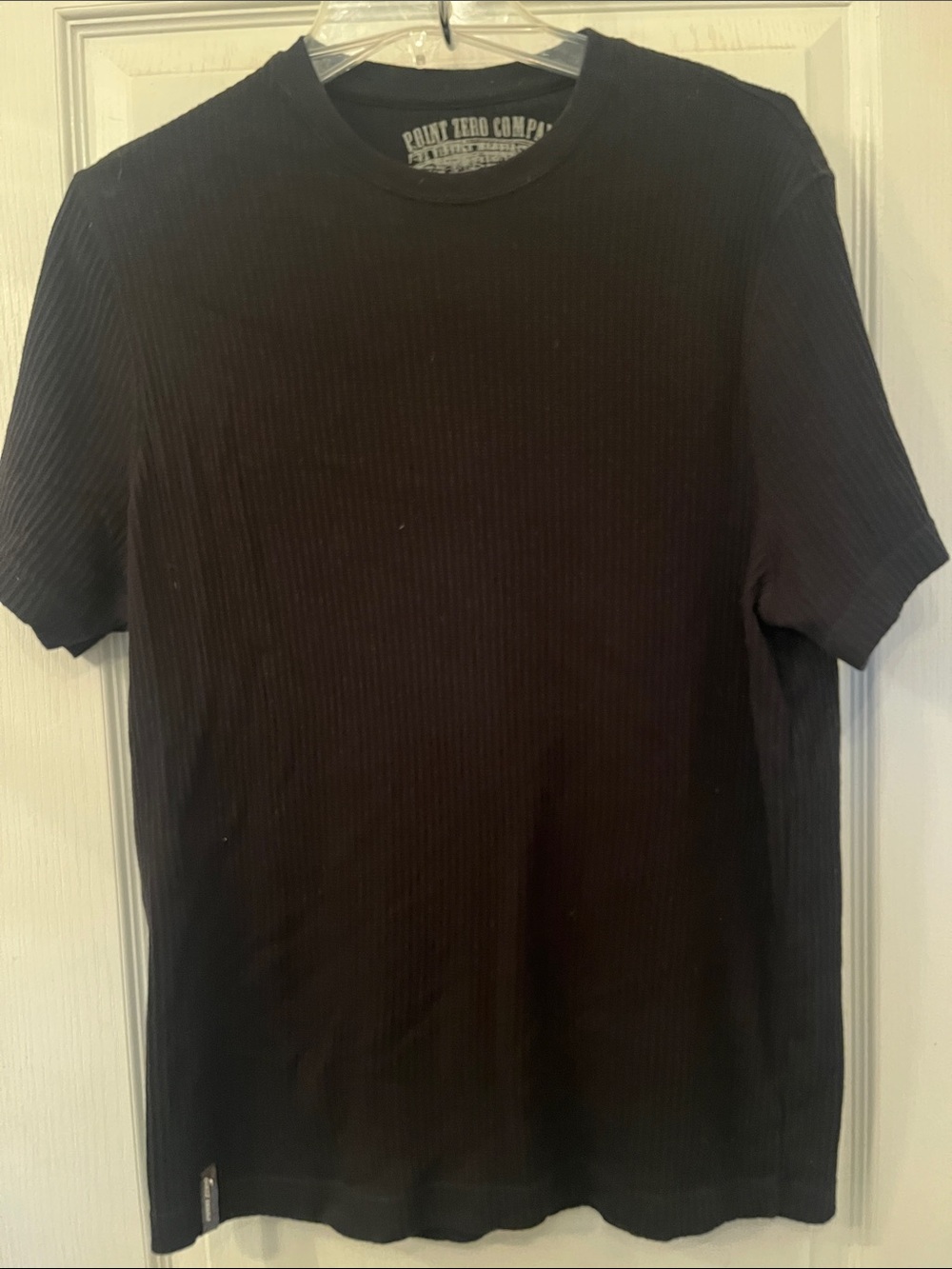 Point Zero Men's Black Ribbed Crewneck Tee